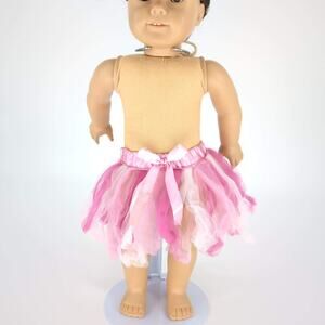 Unbranded Pink & White Tulle Ballet Style Pull On Skirt Tutu for 18" Dolls - GUC
